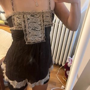 Rebecca Taylor brown lace babydoll top